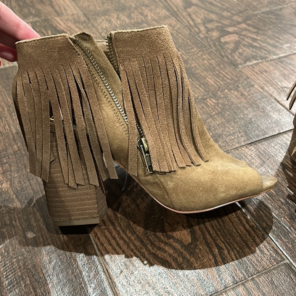 Carlos By Carlos Santana Fringe Open Toe Booties - image 6